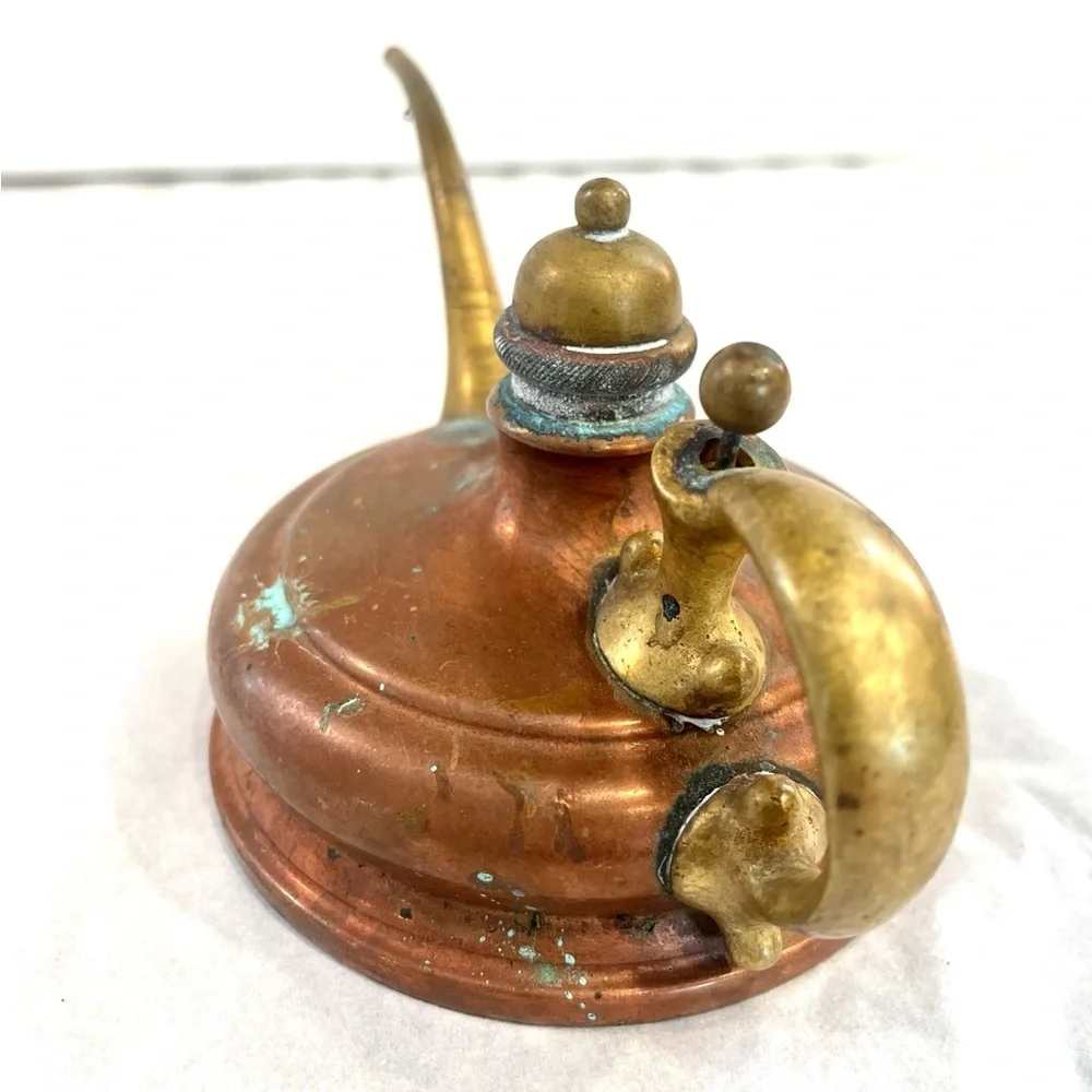 Antique Decor Ornate Copper Brass Oil Lamp Filler Oil Can Rochester Stamping Co.